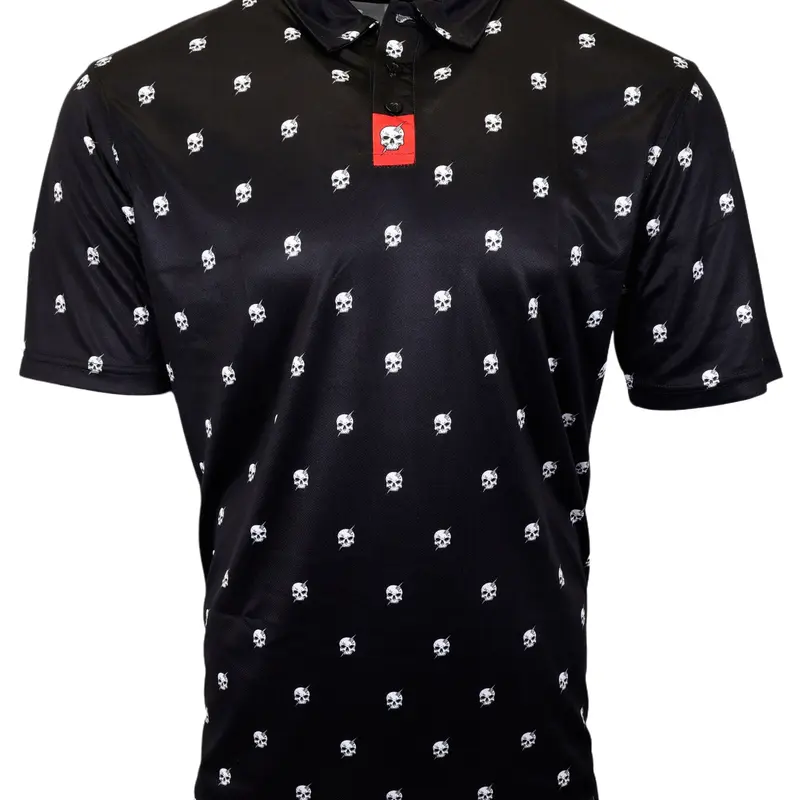 Bolt Skull Patterned Performance Polo