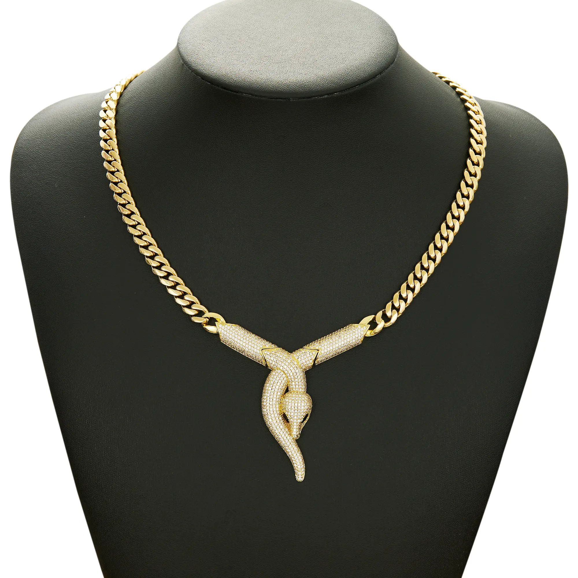 Unisex European and American Influence Fashionable Animal-Themed Metal-Coated Serpentine Necklace, Crystal Pave Snake Pendant Casual Costume Jewelry Statement Piece