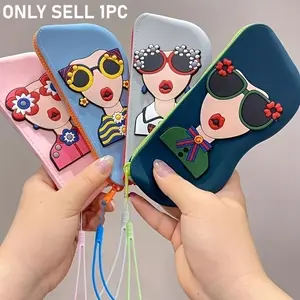 Silicone Sunglasses Storage Box with Zipper Closure and Hanging Loop, Scratch-Resistant Eyeglass Case, Multiple Colors Available, Portable Sunglasses Organizer