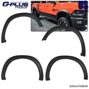 4PCS Factory Style Bolt-On Fender Flares, Black Polypropylene Car Accessories for 2009-2018 Dodge Ram 1500 Truck, Automotive Exterior Mud Flaps & Splash Guards