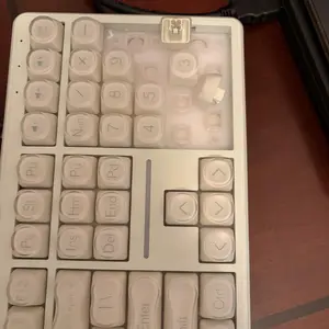 FURYCUBE IP98 Foudation Keyboard, 98 keys with Knob Transparent Keycaps Tri-Mode BT/2.4GHz/USB-C Cute Classic Keyboard with Number Pad, Media Knob Custom Mechanical Feel Keyboard, RGB Backlit Work/Office/Gaming Silent Keyboard, Budget Gift