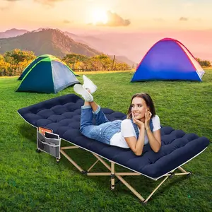 Camping cot: 450 lbs capacity, portable folding bed with carry bag for travel, naps, and lounging.