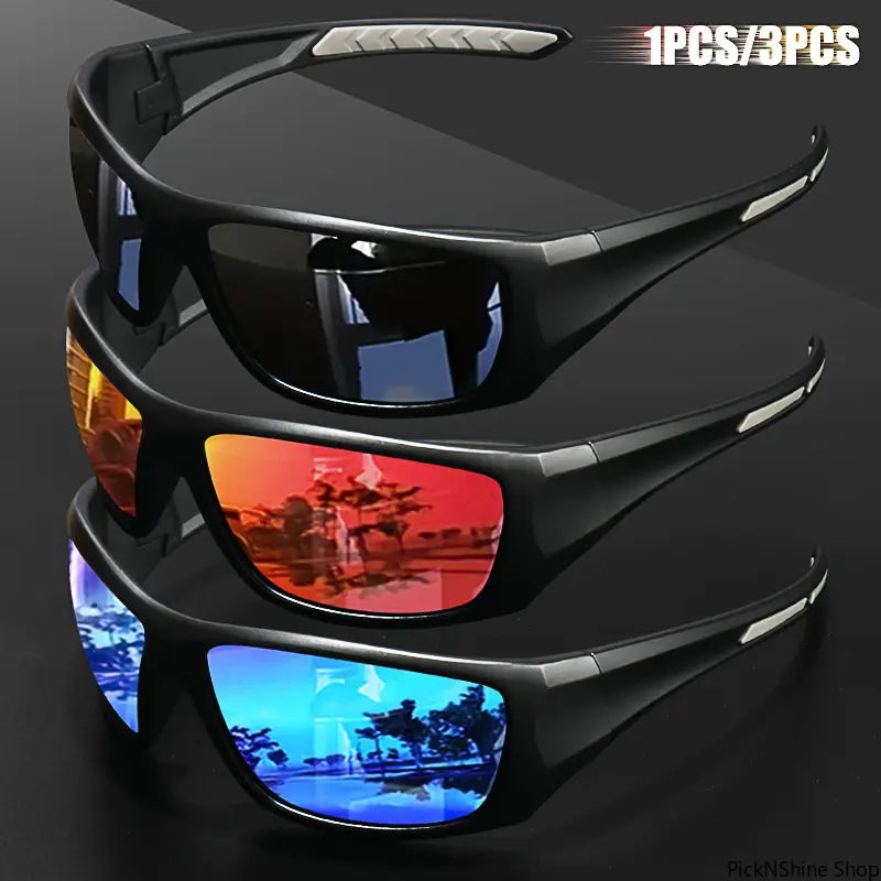 Unisex Anti Glare Polarized Fashion Sports Eyewear - UV400 Protection, Durable Lightweight Frame, 1pc/3pc Packs, Bike Glasses for Cycling, Driving