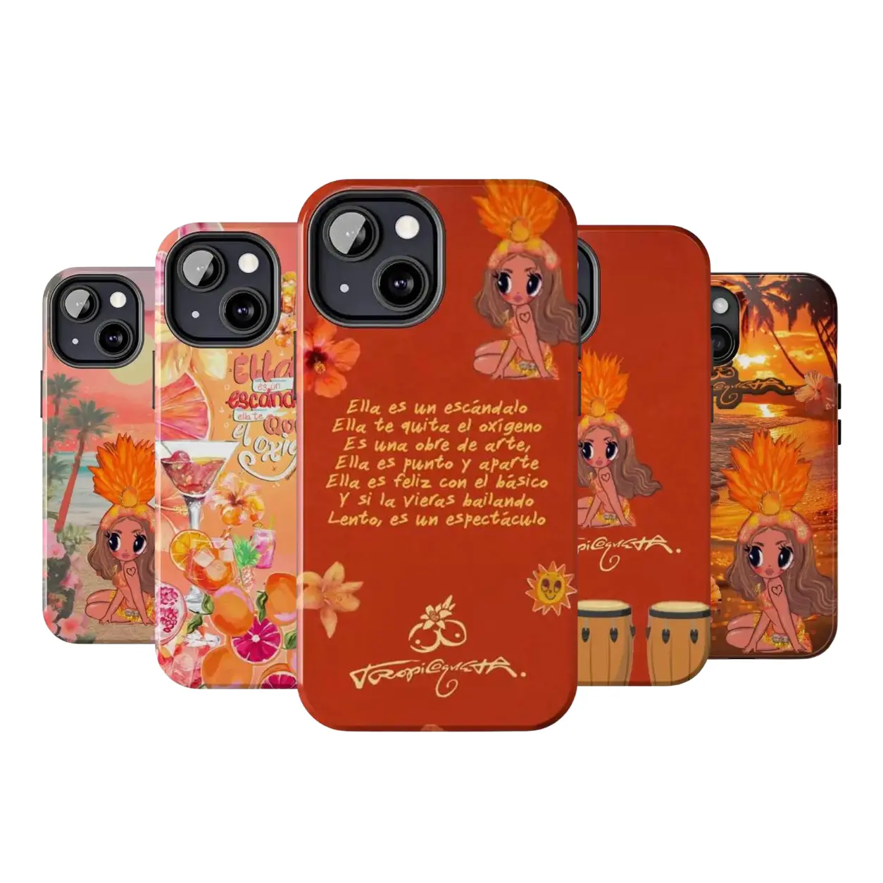 Tropical Latina Doll Phone Case for iPhone – Orange Music Tour Fan Art Cover – Cute Pop Lover Gift, Compatible With iPhone 11–17, Samsung S24–S26