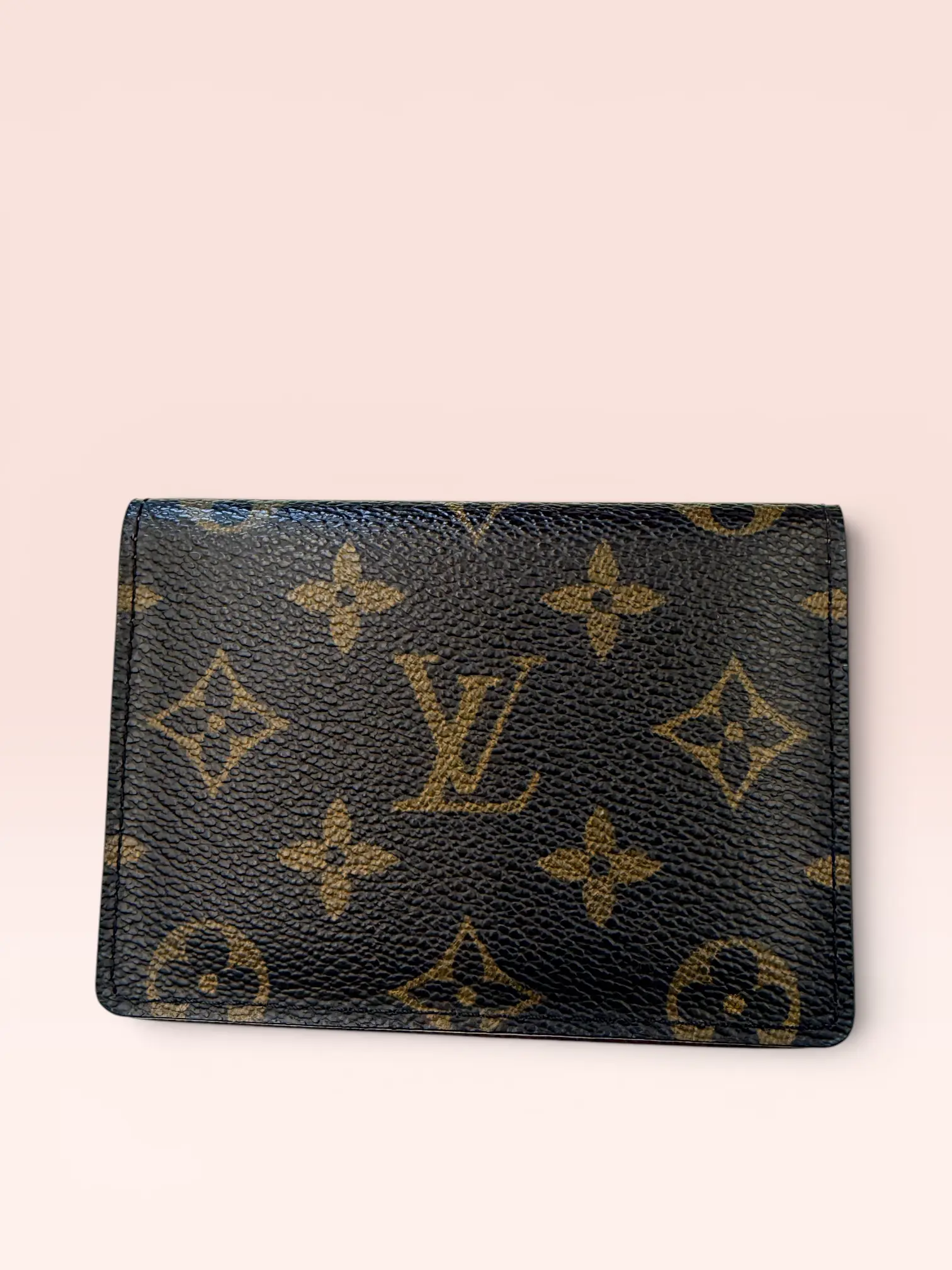 Pre-owned Louis Vuitton Canvas Small Leather Goods Used Monogram Compact Porte 2 Carte Vertical Cardholder (2005, Item 0176) with Stains, Discoloration, Collectors