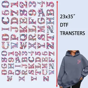 72 PCS/Set Iron on Transfers Crystal Floral Complete Alphabet & Number DTF Bundle DTF Transfers Ready to Press Heat Transfer Stickers Iron on Decals for T Shirts Hoodie DIY Crafts Summervibes