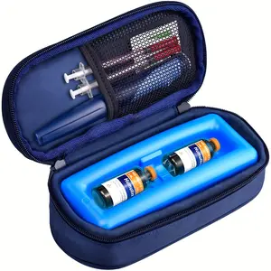 Insulin Bottle Refrigerator Travel Case, Diabetic Insulated Bag, Insulated Pockets, Portable Mini Cooler Pouch with Ice Pack, Ice Retention Cooler, Medication Storage Kit