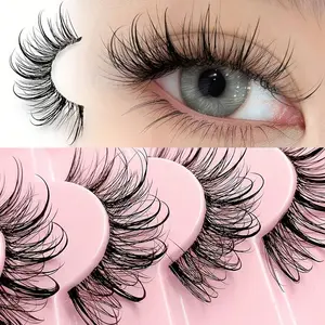 7 pairs of cartoon style, natural, moisturizing effect, grafting style, fork mink, transparent tape, 3D soft long cat eyes, natural eyelash extension, Cosmetic False Lashes, Eyelashes Extensions, makeup tool, Fake Eyelash