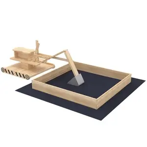 Wooden Sandbox with Digger, Kids Sandbox with 360Â° Rotating Seat & Bottom Liner, 72" x 35" x 22"