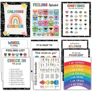 Set 12 Calming Corner Posters for  Classroom  Haves, Composition Notebook Classroom Decor, 10x12 Calm Down Corner Supplies, Feelings Chart For ,  Learning Materials