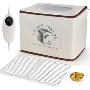 Nordic Canyon Sourdough Proofing Box – Collapsible Countertop Dough Proofing Box & Bread Proofer with 68–120 °F Temperature Control, Integrated Humidity Monitor & Water Dish for Artisan Bread (Biege)