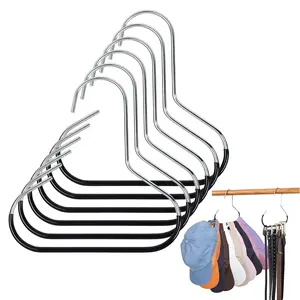 PVC Hanging Hat Organizer Hanger - 6-Piece Black Closet Racks & Hooks for Belts, Baseball Caps, Ties, Home Storage