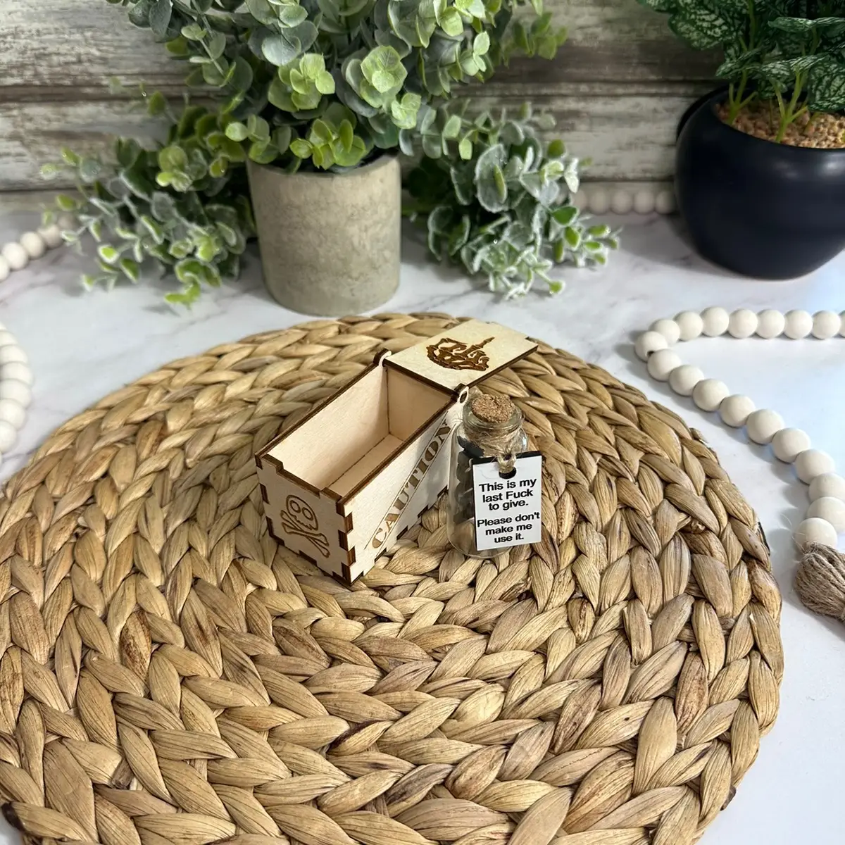 Funny Novelty Gift Bottle and Crate with Glass and Cork Lid - Perfect Party Bag and Gift for Adults, Gag Gift, White Elephant, Stocking Stuffer