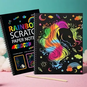 Colorful Scratch Paper Notebook, 1 Count Colorful Drawing Paper Notebook, Scratch Art Drawing Notebook, Art Supplies for Home School Office