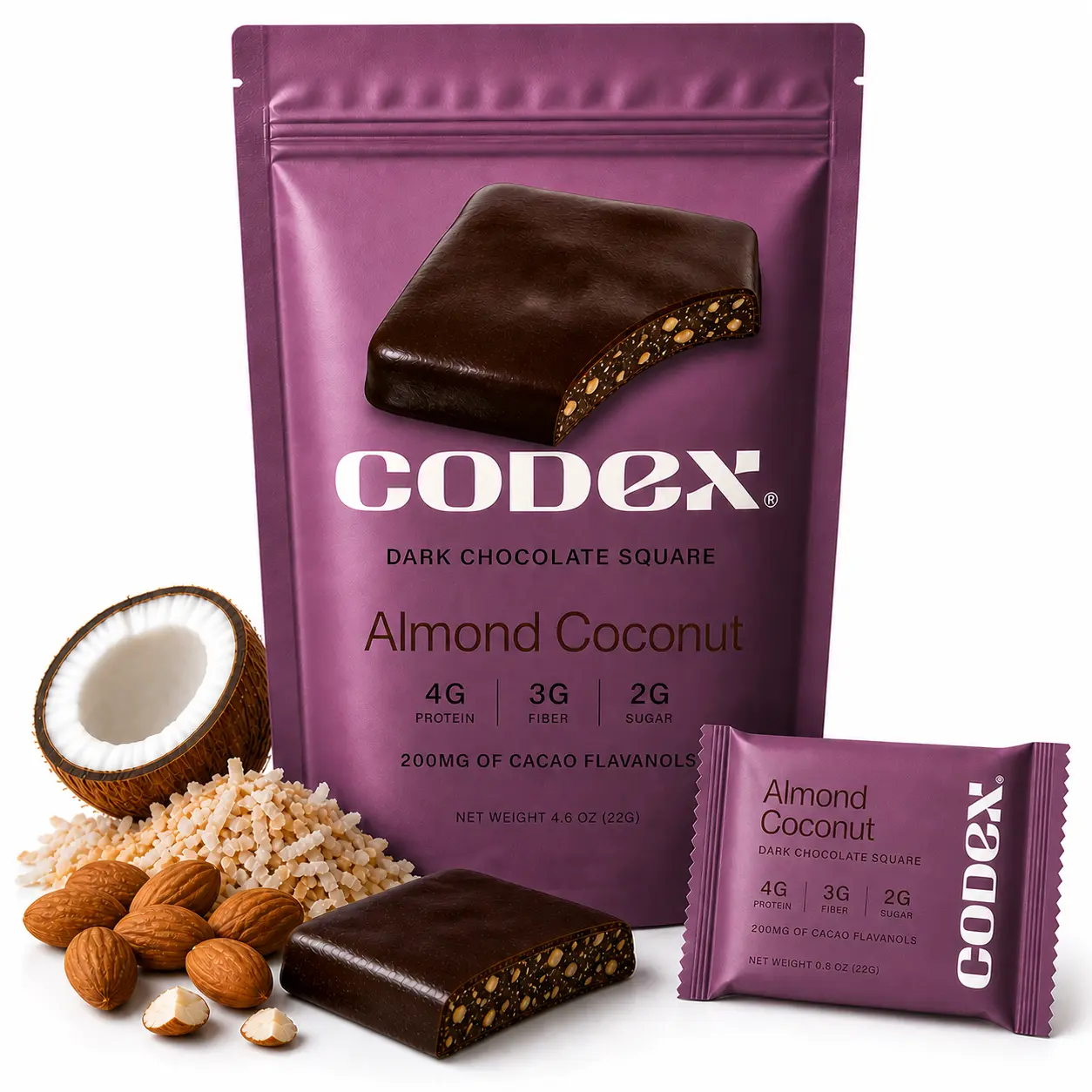Almond Coconut - Mood Support Dark Chocolate - Functional Dessert Snack