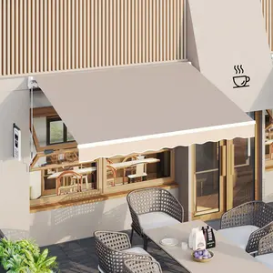 【TikTokShopBlackFriday】YODOLLA Manual Retractable Awning, water-resistant polyester sun shade with crank handle, ideal for patio, deck, backyard, balcony, and windows.