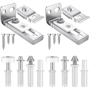 Bifold Door Hardware Repair Kit, 2 Set Bi-fold Sliding Closet Doors Replacement Parts with Top & Bottom Brackets, Pivots & Guides Wheel, Closet Door Hardware Kit for Folding Pocket & Accordion