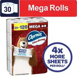 Charmin Ultra Strong Toilet Paper 30 Mega Rolls, 220 Sheets Per Roll