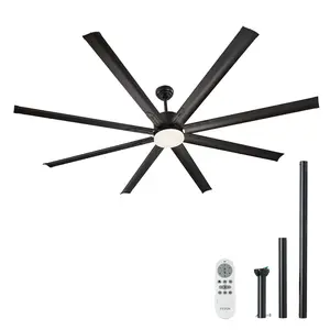 VEVOR 84 Inch Ceiling Fan with Light 6-Speed Remote Control Reversible Motor Black