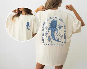 Whale Shark 2 Sided T-Shirt, Beach Shirt, Shark Shirt, Jesus Shirt, Beachy Tee, Beachy Tee, Summer T-shirt, Christian Ocean TShirt, Coconut Girl