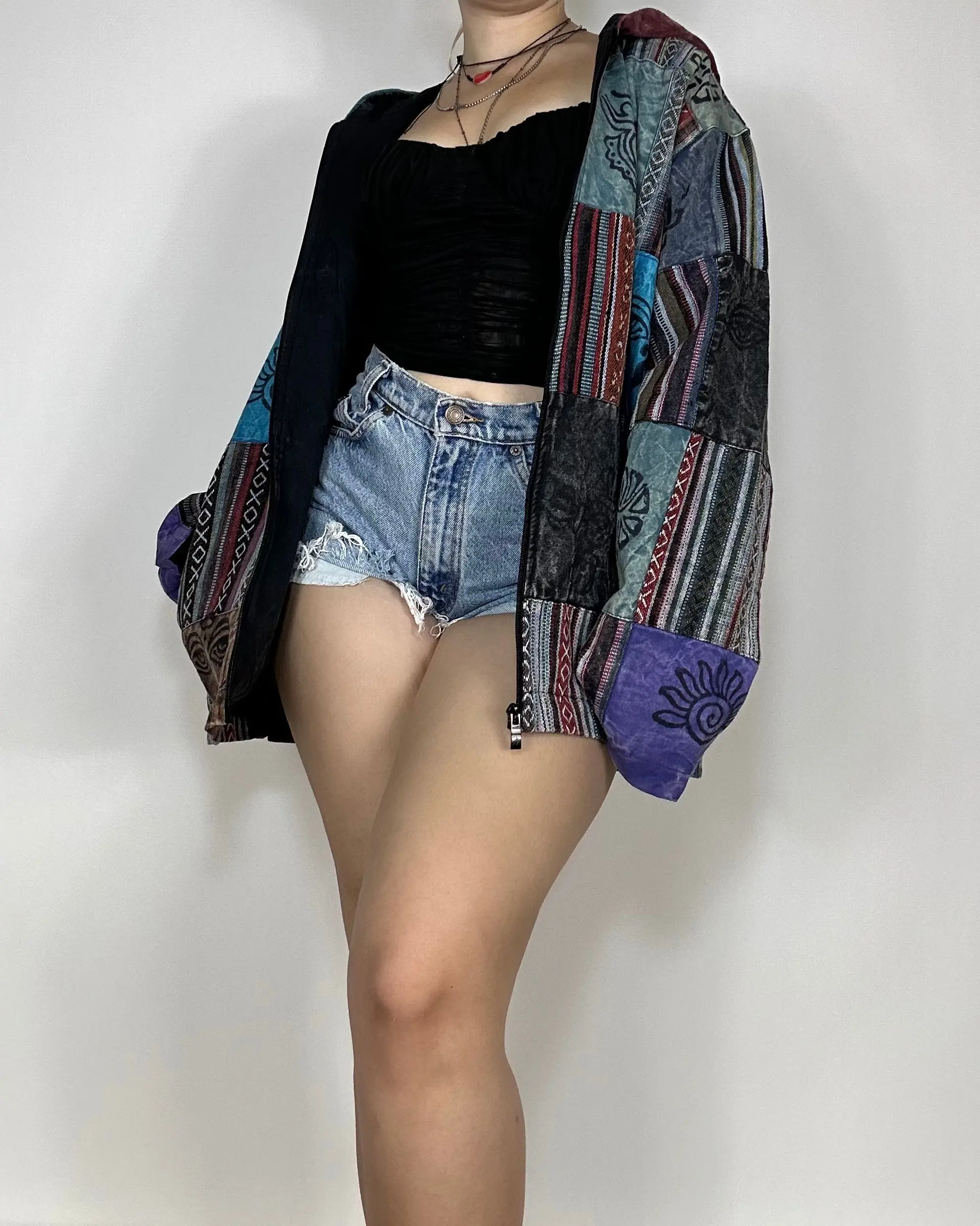 Blair Jacket - Women's Coat with Patchwork Design, Cotton Material, Stylish Outerwear for Comfort