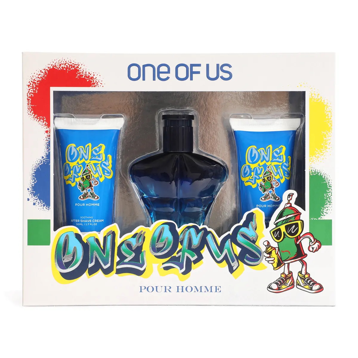 3 Piece Set One of Us Cologne Pour Homme with After Shave Cream and Shower Gel - Men's Body Care Kit - Foam, Aftershave