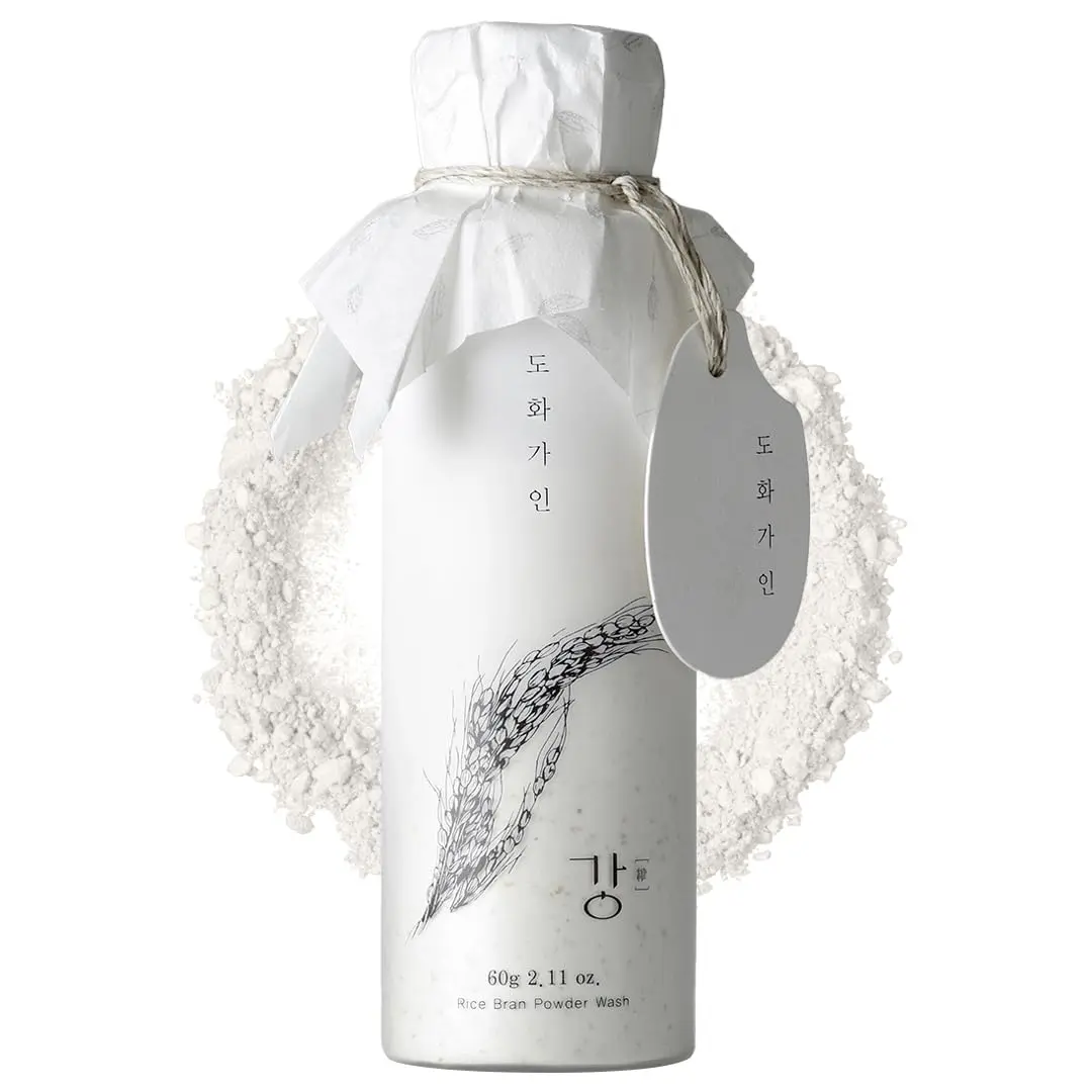 House of Dohwa Rice Bran Powder Wash | Gentle Exfoliating Face Wash for Sensitive Skin | Vegan Enzyme Face Scrubber & Exfoliator for Sebum Control – Product of Korea | 60 g (2.1 oz)