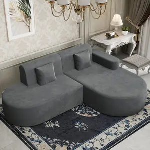 Modern L-Shaped Sectional Sofa with Chaise Lounge, Deep Seat Corner Couch for Living Room & Bedroom, Boneless Cushion Design, Gray/Black/Beige/Green