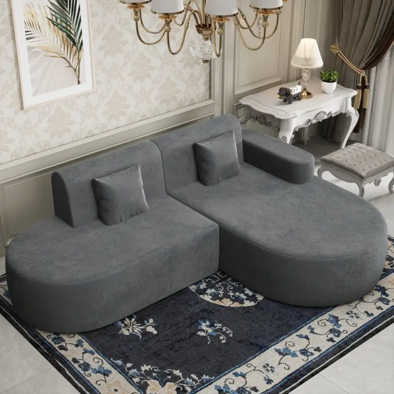Modern L-Shaped Sectional Sofa with Chaise Lounge, Deep Seat Corner Couch for Living Room & Bedroom, Boneless Cushion Design, Gray/Black/Beige/Green
