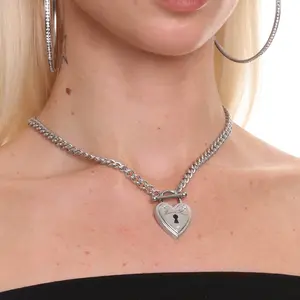 HeavenSent Princess Lock | Weighted Heart Shaped Lock Pendant With HeavenSent Engraving. Stainless Steel, Waterproof, Tarnish Proof