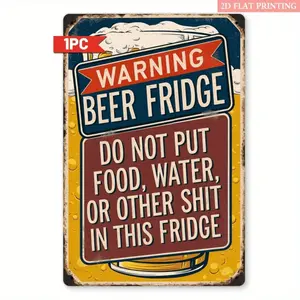 Funny Beer Warning 8x12 Inch Retro Metal Sign for Fridges Man Caves Garages and Parties Vintage Beer Decor