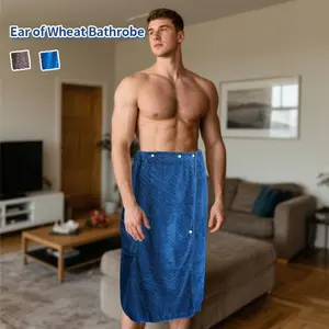 1pc Large size Men's Bath Skirt - Quick-Dry Spa Wrap, Soft Coral Fleece Showerrobe, Super Absorbent Towel, bathroom towel, Highly Absorbent Ideal Gift for Men, Gym Apparel, Beachwear, Large Bath Towels, Christmas Halloween