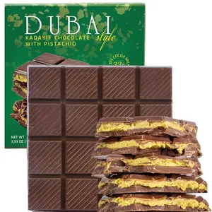 Dubai Chocolate Bar Pistachio and Crispy Kataifi Filled 3.5 oz, Luxury Dubai Chocolate with Knafeh, Fresh Daily Production, Perfect for Gifting (Pack of 1)