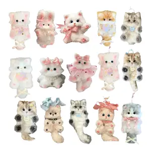 DIY Kitten Keychain Kit Fluffy Cat Plush Toy Craft with Step-by-Step Tutorial Soft Materials Pack for Handmade Bag Charm Cute Gift for Kids Adults Eco-Friendly Materials Vibrant Accessories