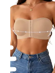 Women's Strapless Push-Up Bra Lingerie, Seamless, Front Buckle Design, No Underwire, Perfect for Parties & Casual Wear, Comfortable Supportive Design