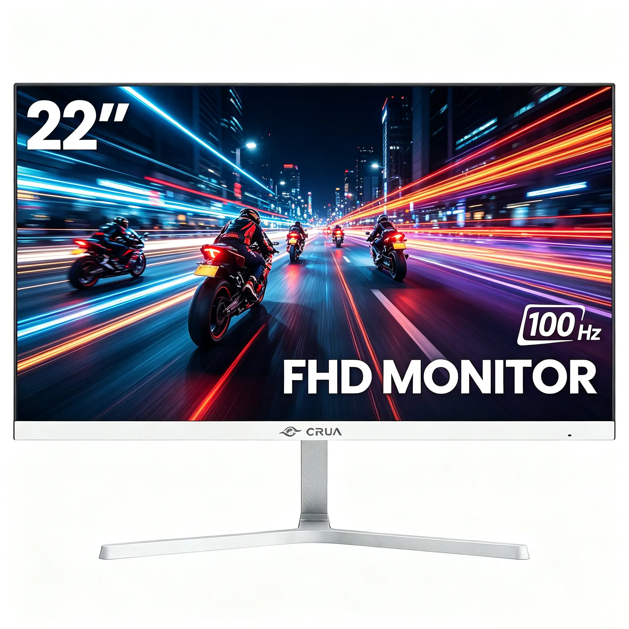 CRUA 22 inch FHD Monitor with FHD Screen, 100Hz Refresh Rate, 1080p Resolution, 95% sRGB Color Gamut, Ultra-Narrow Bezel, HDMI Port, VESA Wall Mount Compatibility (Gaming, Office Use)