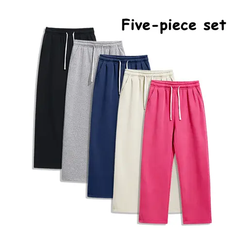 Men's 5-Pack Solid Color Soft Jogger Trousers - Dark Gray, Navy, White, Minimalist Versatile Sports Street Casual Joggers with Drawstring, Loose Wide-Leg Fit for Gym, Home, Minimalist Versatile Jogger