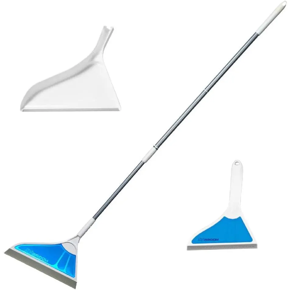 Helio Air Broom Mini 3-Piece Lightweight All-Surface Sweeper & Squeegee Kit - Ultraflex Edge, Patent Pending Wet/Dry Clean for Dust, Dirt, Liquids, Pet Hair on Tile, Hardwood Floors (As Seen on TV), Three Pieces, Hard Surfaces