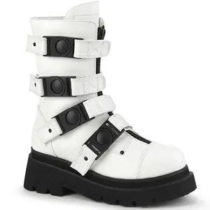 Demonia Renegade-55 White Vegan Leather Ankle Boots