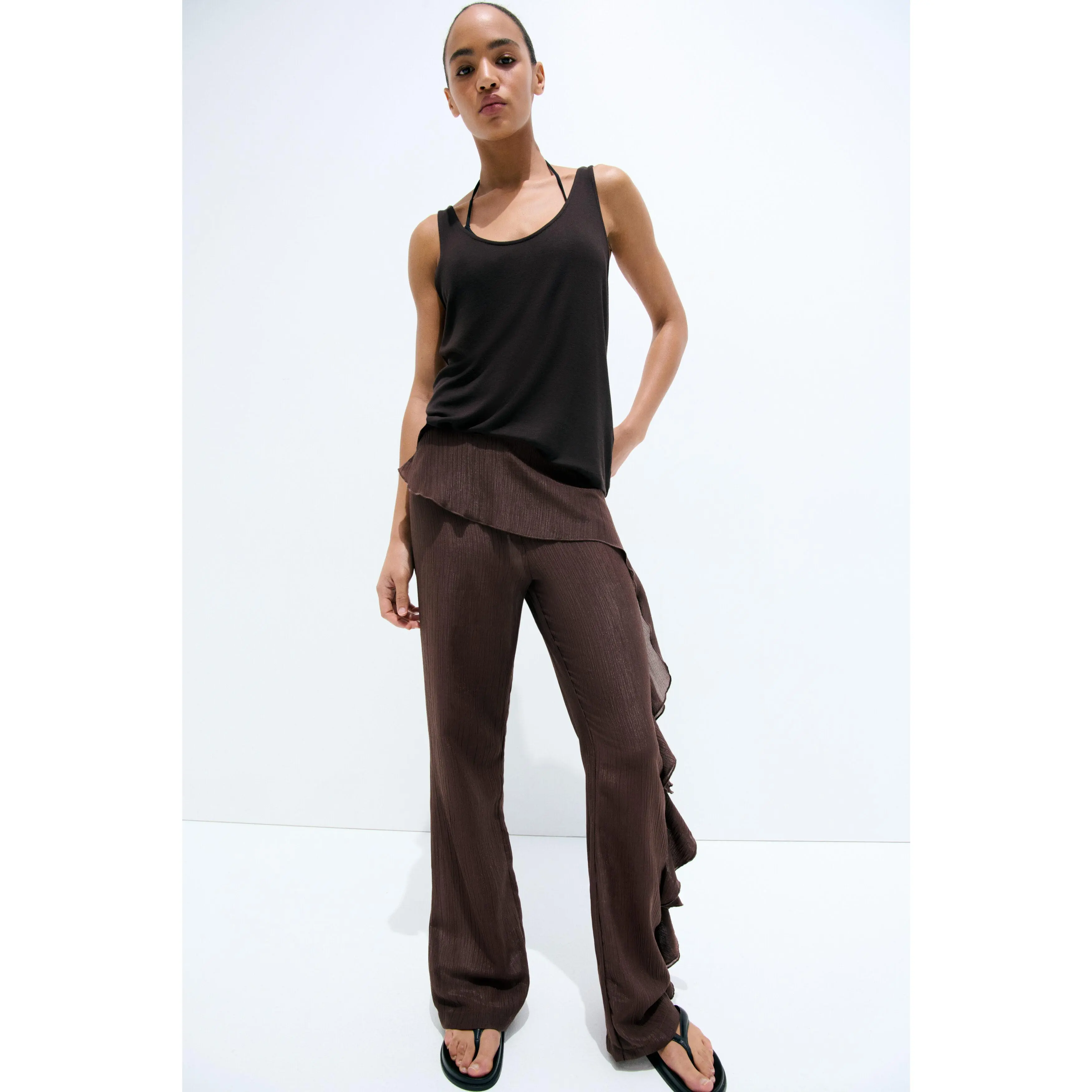 H&M Flounced crinkled trousers