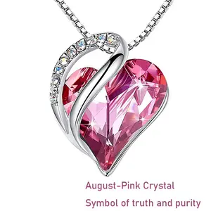 Hot-Selling December Birthstone Heart Necklace for Women, Multicolor Gemstone Peach Heart Crystal Pendant princess gift