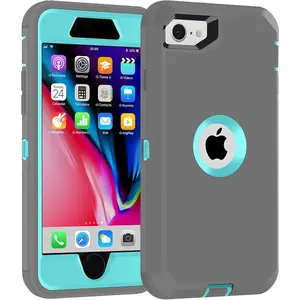 Case for iPhone SE 2020/2022 Case,3-Layer Structure with Built-in Screen Protector Shockproof and Drop-Proof Case for iPhone SE 4.7-inch GreyGreen