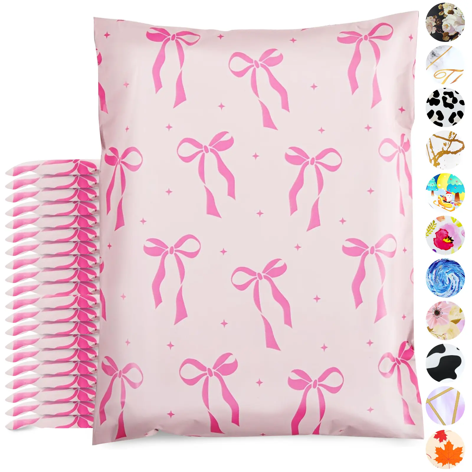 Pretty Package Designer Poly Mailer 100 Pack 10x13， Heavy Duty Waterproof Self Seal Shipping Bag for Small Business， Shipping Bags for Clothing Boutique Supplies with Self Seal Strip