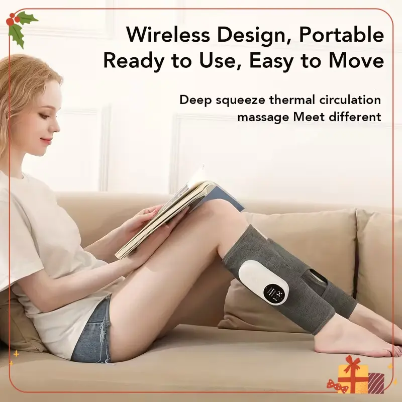 New Model Leg Massager Electric Heated Kneading with Foot Massage Function Air Pressure Kneading Rechargeable No Wire Restraints 3 Levels Hot Compress，Personal care appliance gifts, suitable for giving as Christmas presents