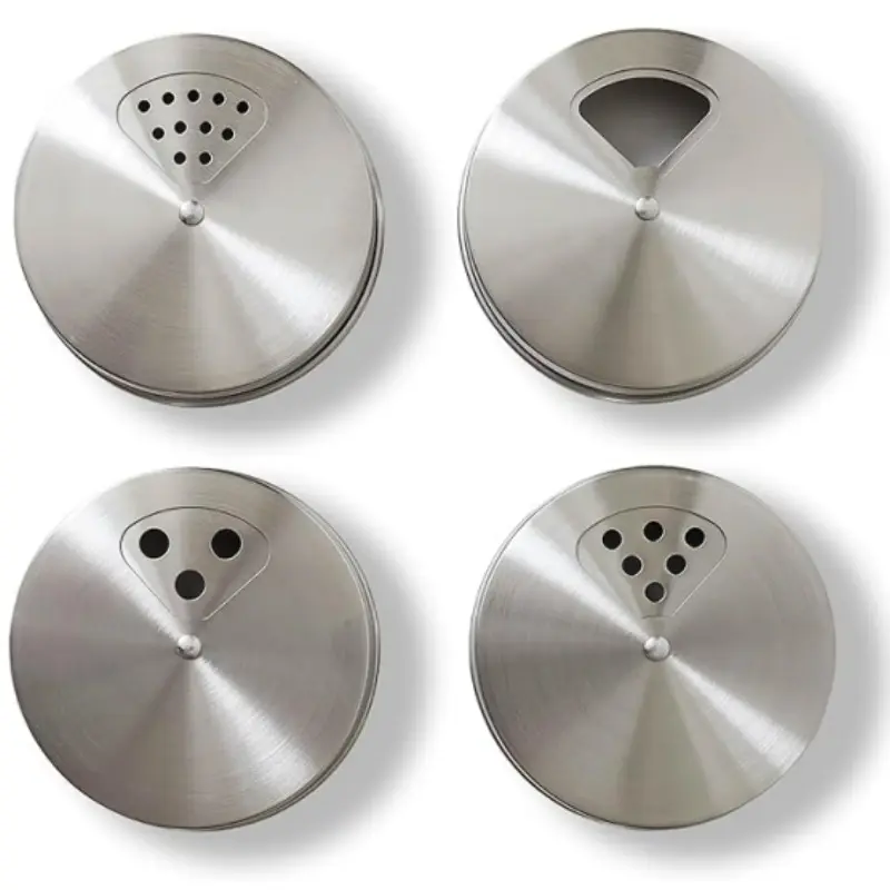 4 Pack Stainless Steel Adjustable Spice Shaker Lids for Regular Mouth Mason Jars - Kitchen Utensils for Salt, Sugar, Flour (Lids Only)