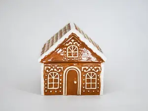Handmade Gingerbread House Cookie Jar, Christmas Decor, Holiday Kitchen, Ceramic Cookie Jar, Christmas Gift, Festive Storage, Gingerbread