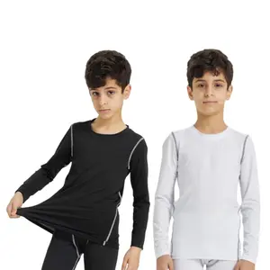2 Pack Boys' Compression Shirts - Long Sleeve Athletic Top for Soccer, Basketball & Running, Moisture-Wicking & Stretch Fit Exercise Black