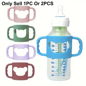 Cartoon Pattern Silicone Bottle Handle, Baby Newborn Bottle Handle, Anti-drop Bottle Handle for Most Standard Caliber and Wide Caliber Bottle Feeding