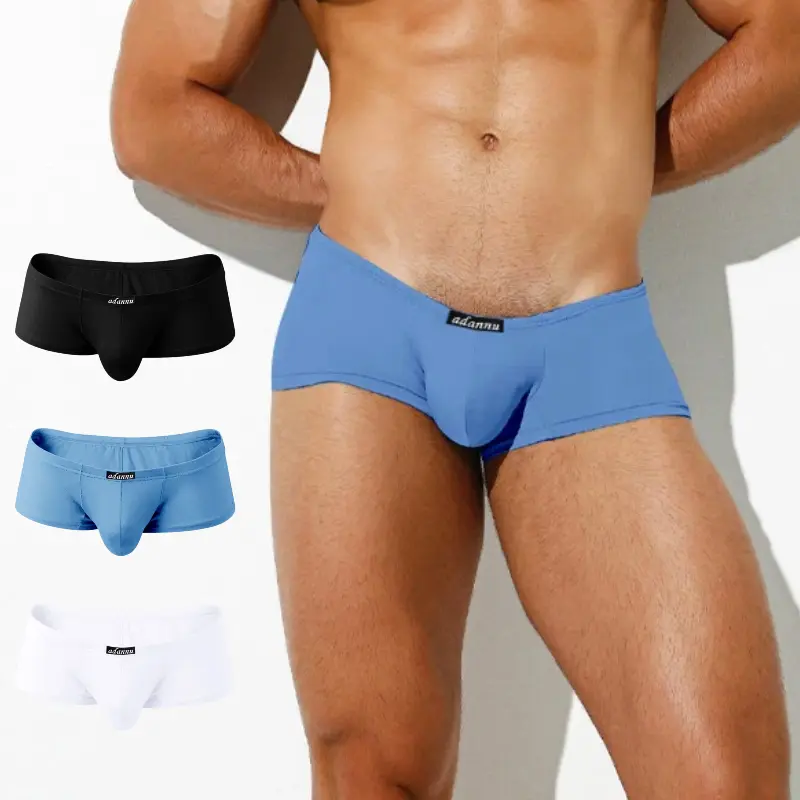 Men's Low Rise Boxer Briefs, Comfortable Soft Modal Underwear with Bulge Pouch, Sexy Slim Fit Sports Trunks Multi-Color Elastic Breathable Wear