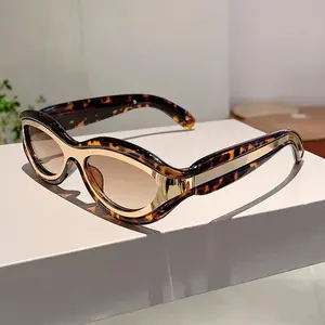 Vintage Y2K Street Style Fashion , Lightweight Polycarbonate Frame with Tortoiseshell Pattern, Protective Lenses for Casual Wear internet celebrity Leopard Print Square  rectangle Women's Oval Titanium  unisex simple high negative glasses